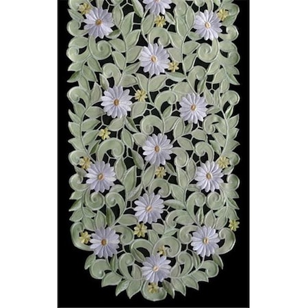 Sinobrite H7667-G Green Daisy Oval Runner, 14 x 28 in. H7667/G(14x28)